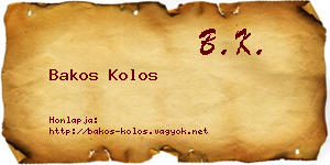 Bakos Kolos névjegykártya
